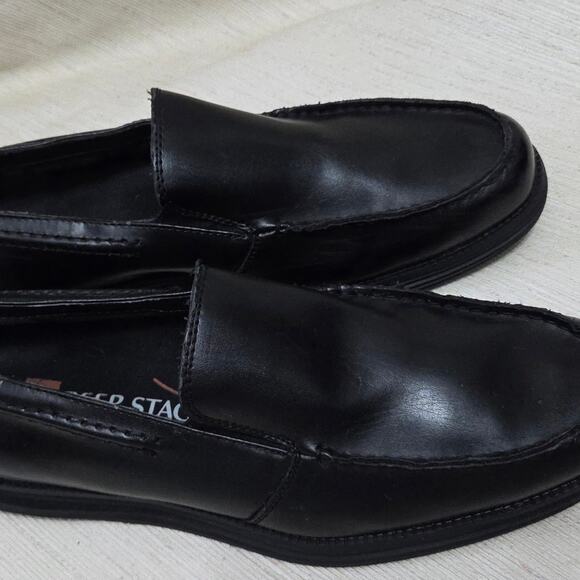 DEER Stag mens black leather slide on dress shoes/loafers size 8.5W  worn once - Picture 1 of 8